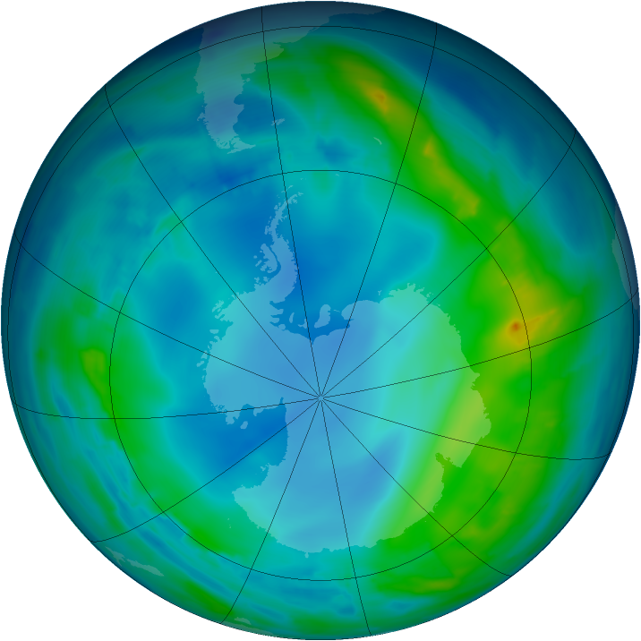 Antarctic ozone map for 16 May 2013